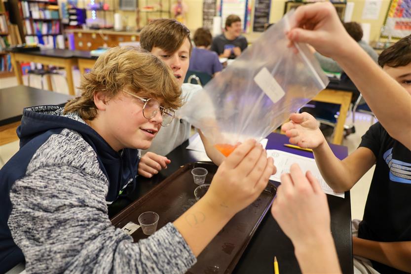Grassland Middle students in science class
